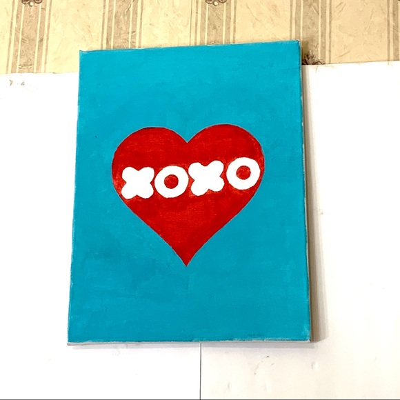 XOXO Red Heart Original Acrylic Painting by Lua - Picture 5 of 5